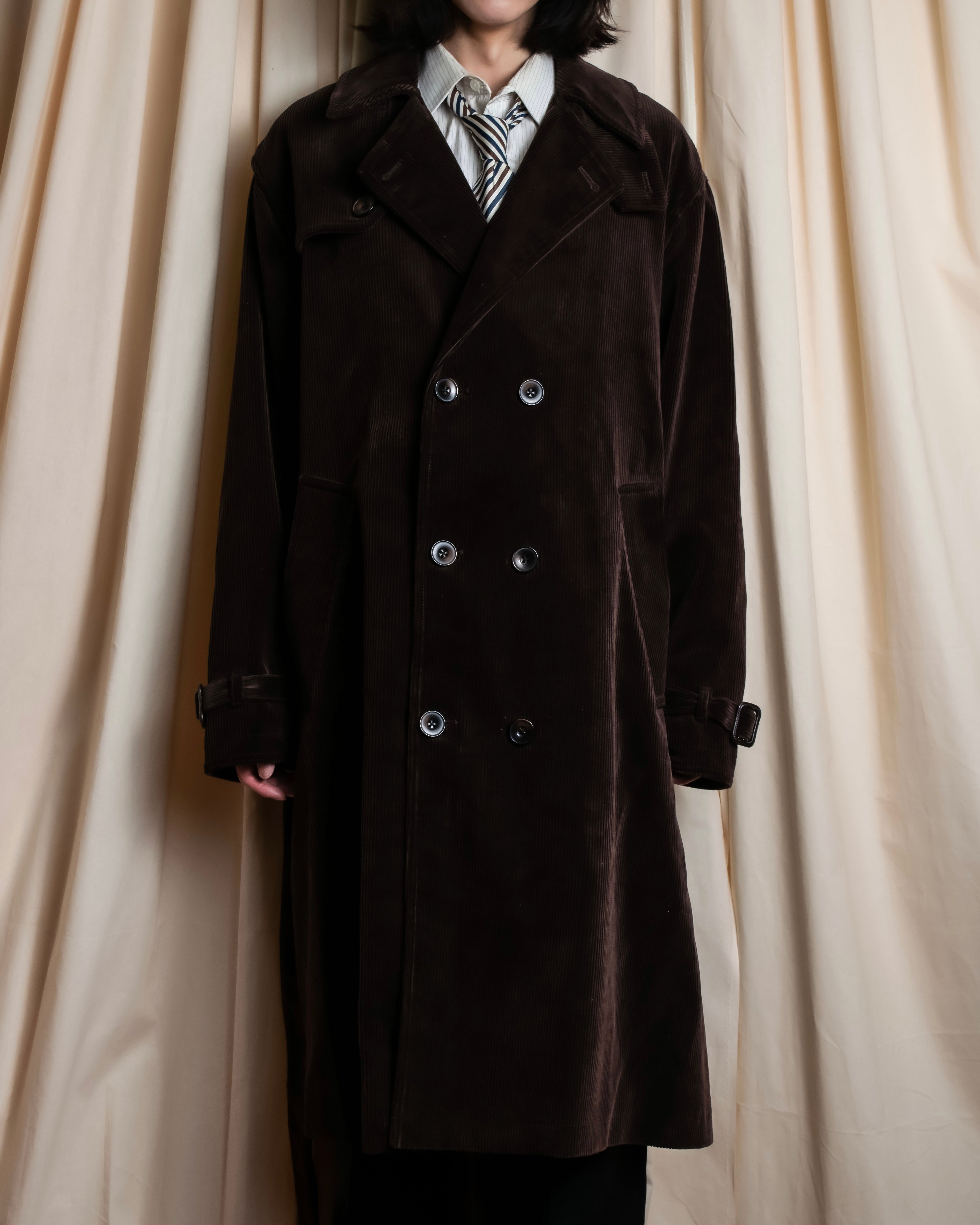 "Barbour" Wide ribbed corduroy maxi-length trench coat