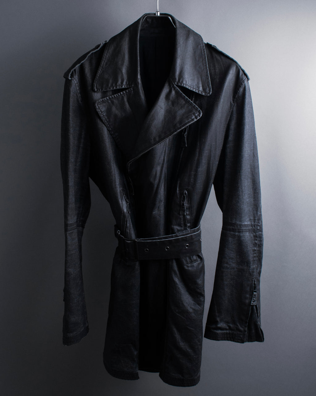 "JEAN PAUL GAULTIER" Firm finish double-zip belted mid-length coat
