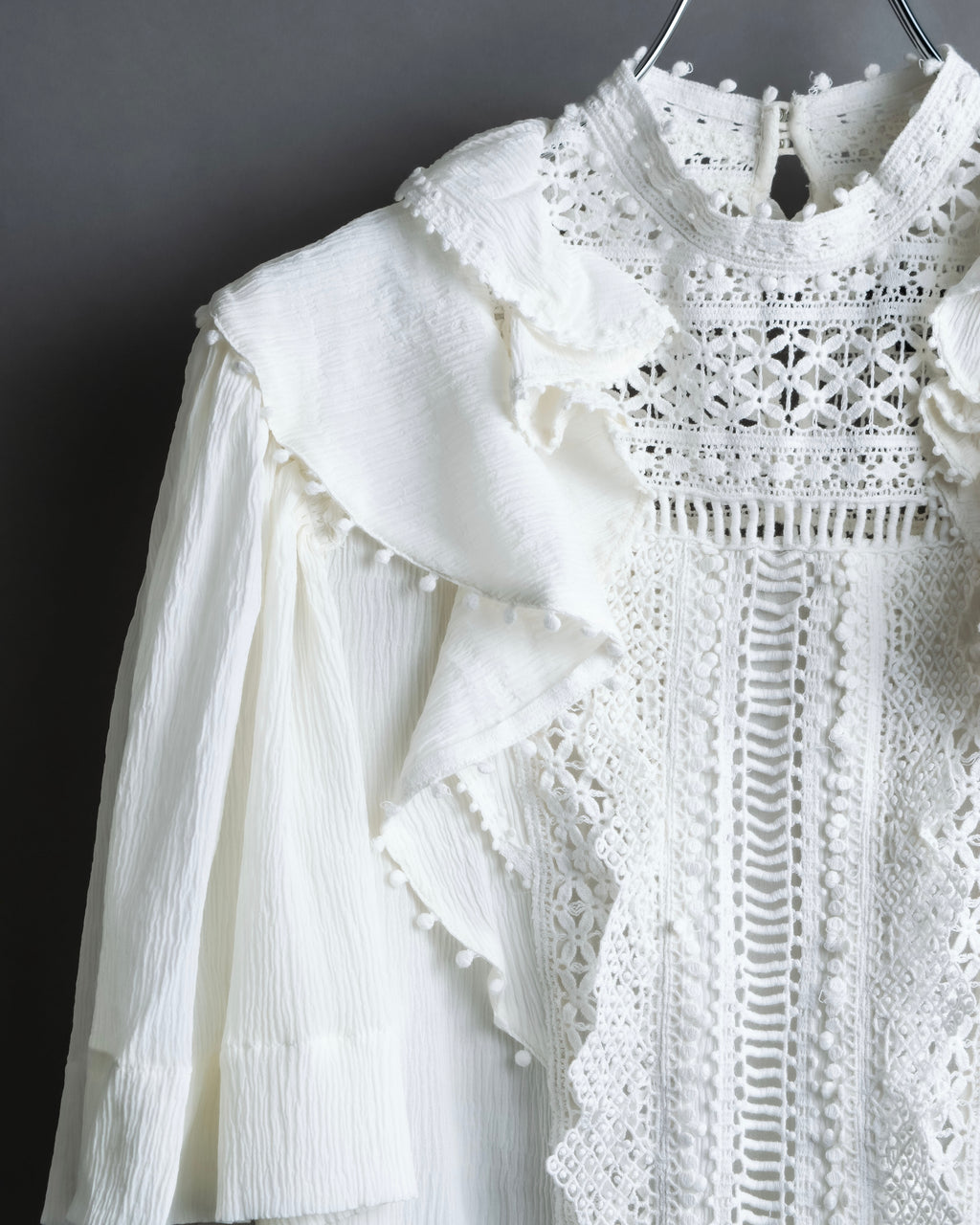 "ISABEL MARANT" Lace knit frill docking sheer blouse