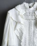 "ISABEL MARANT" Lace knit frill docking sheer blouse
