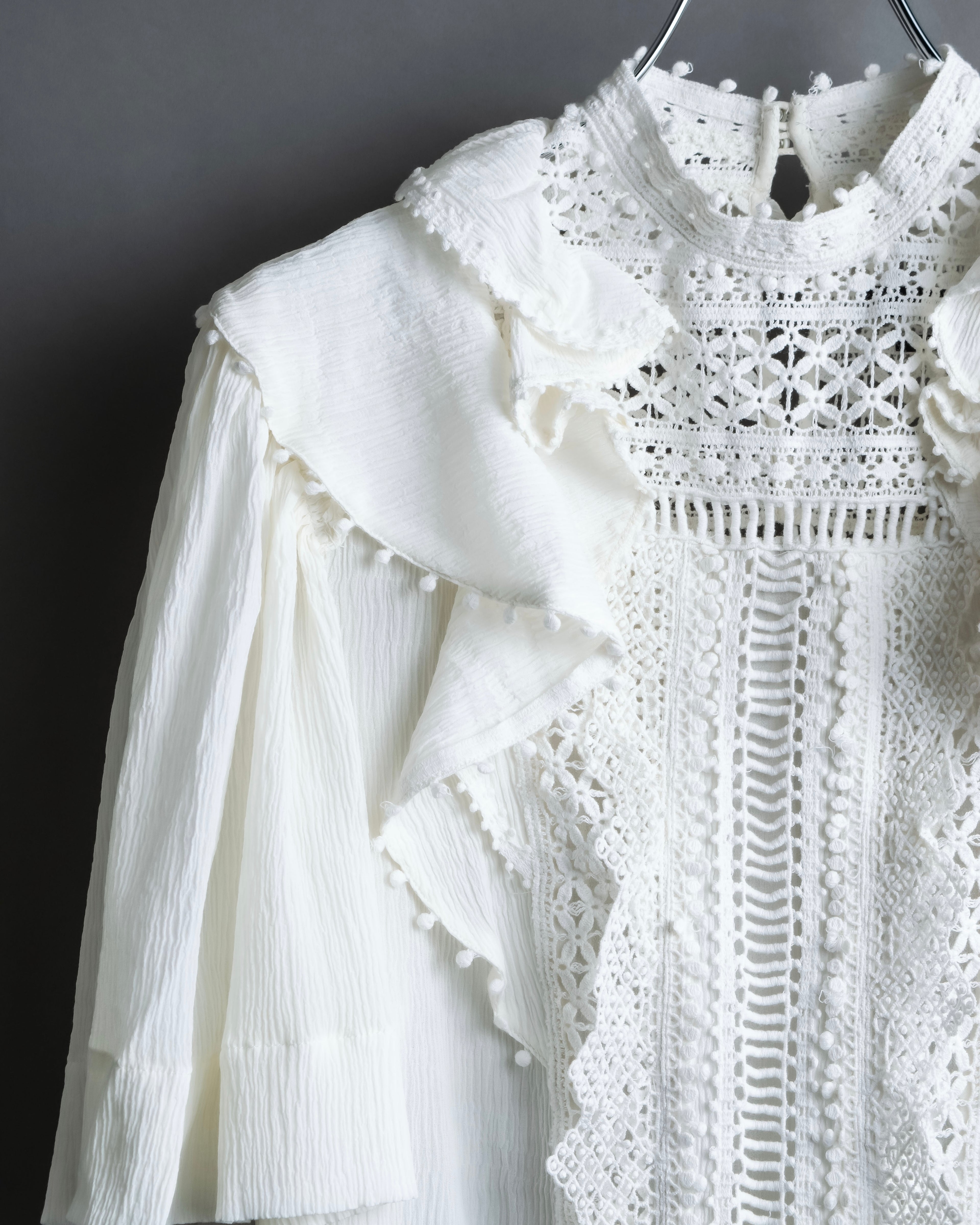 "ISABEL MARANT" Lace knit frill docking sheer blouse