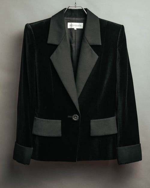 –SPECIAL– “Yves Saint Laurent” 90’s-00’s Velvet tuxedo tailored jacket