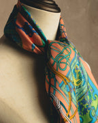 "GUCCI" Late 70's-early 90's oriental motif silk scarf