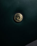 "Valentino Garavani" 80's Knot detail logo engraved dark green leather bag