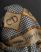 "Christian Dior" Houndstooth base logo and chain print large scarf