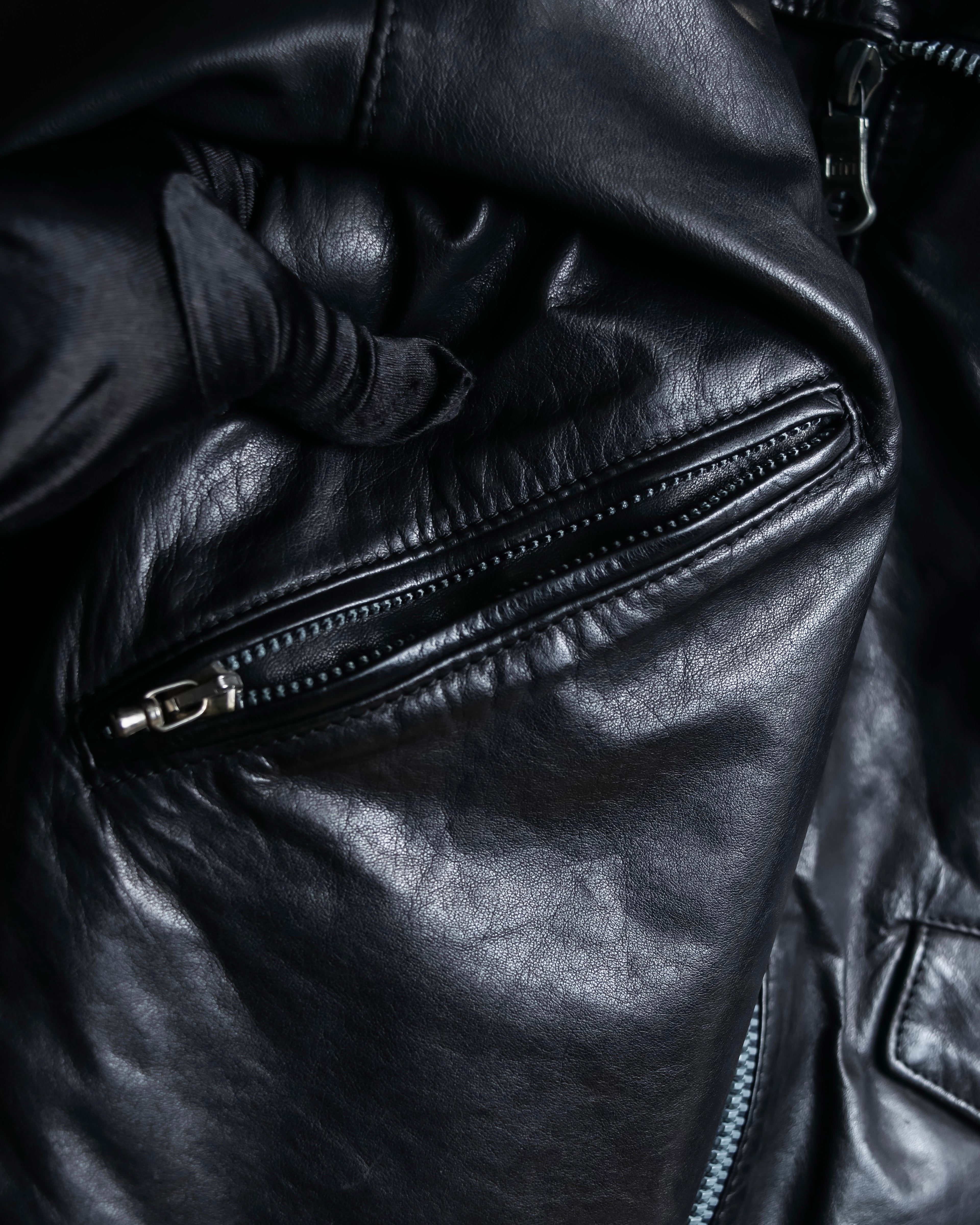 "MOSCHINO" Box silhouette leather double rider jacket