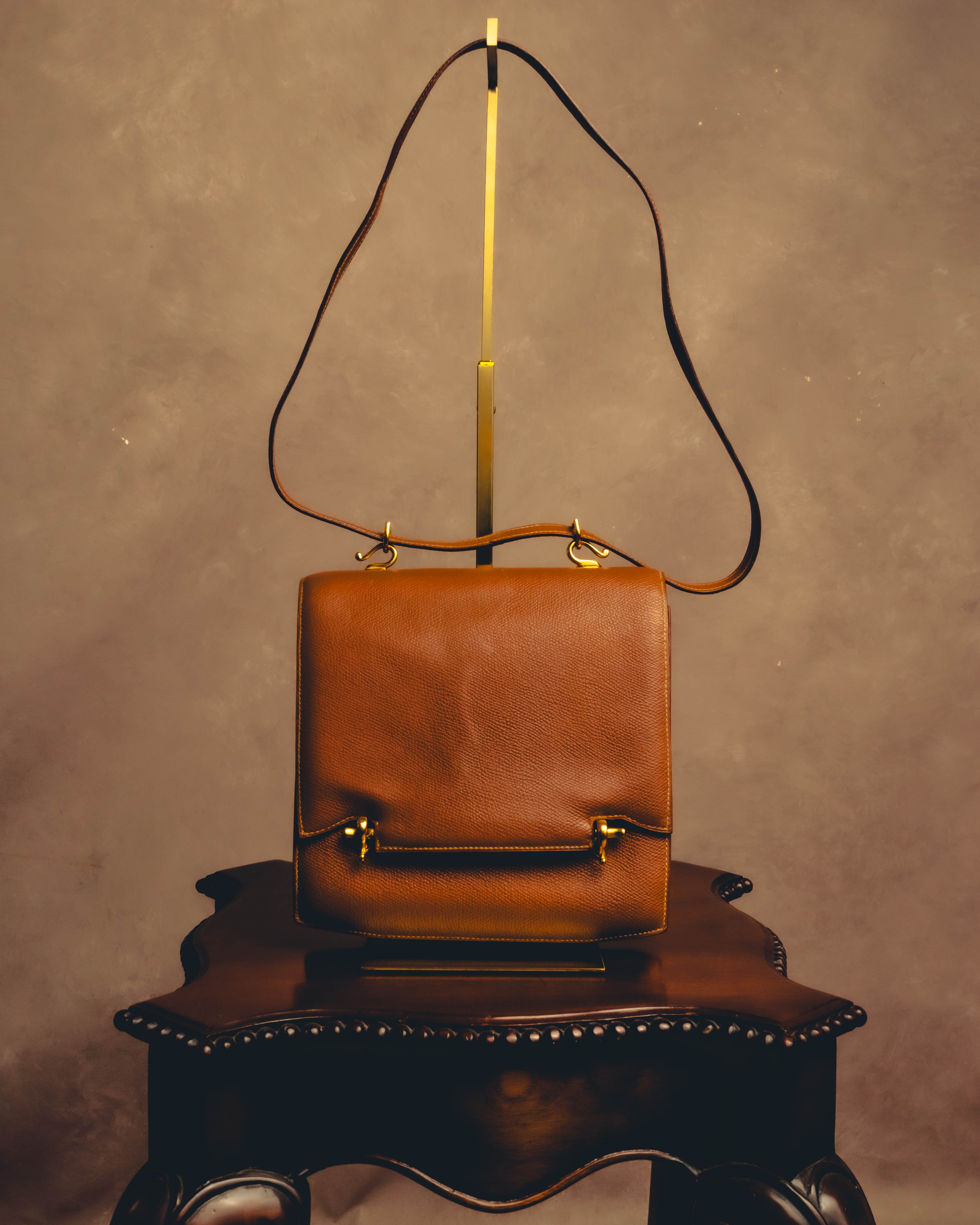 -SPECIAL- "Hermès" 80's Structured leather shoulder bag