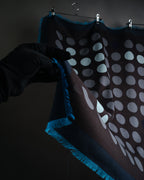 “HERMÈS” 10's-20's Polka dot wool silk fringed stole