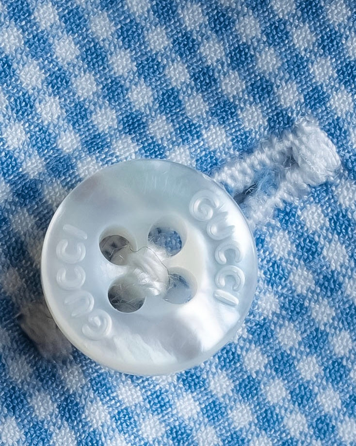 "GUCCI" Michele period elephant pattern sax blue color shirt