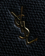 "YVES SAINT LAURENT" Cassandra logo engraved leather bi-fold wallet