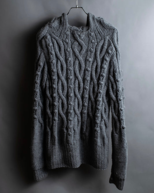 "JEAN PAUL GAULTIER" Cable knit design hooded pullover