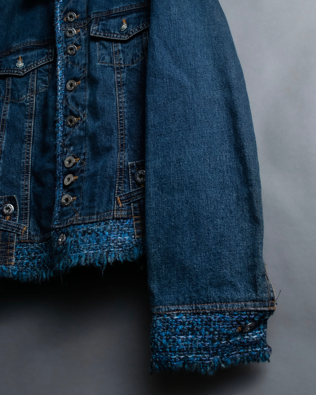 “D&amp;G” Tweed attached bijou button denim jacket