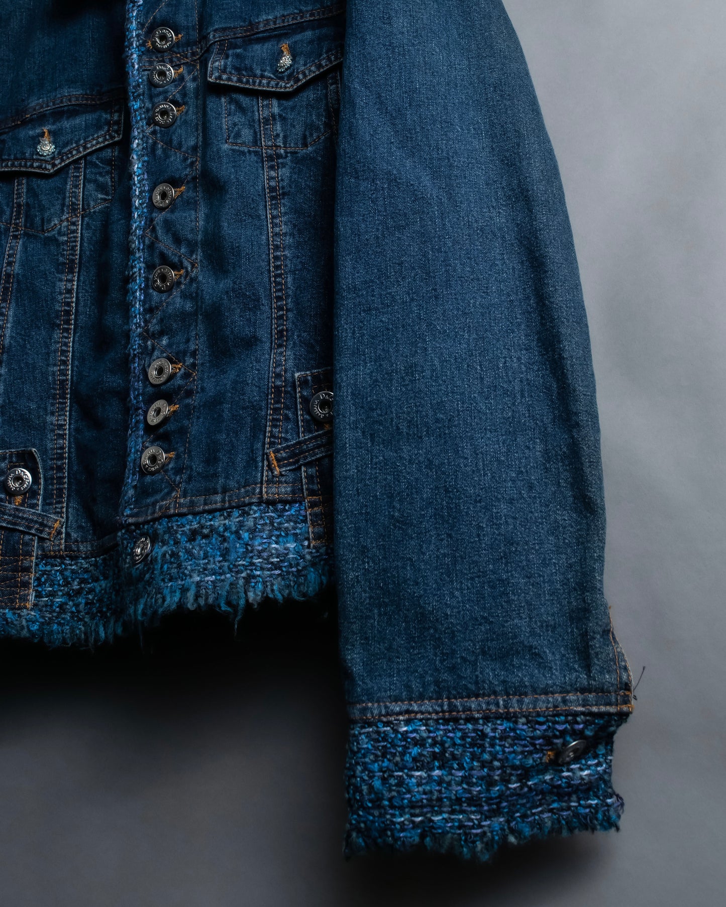 “D&G” Tweed attached bijou button denim jacket
