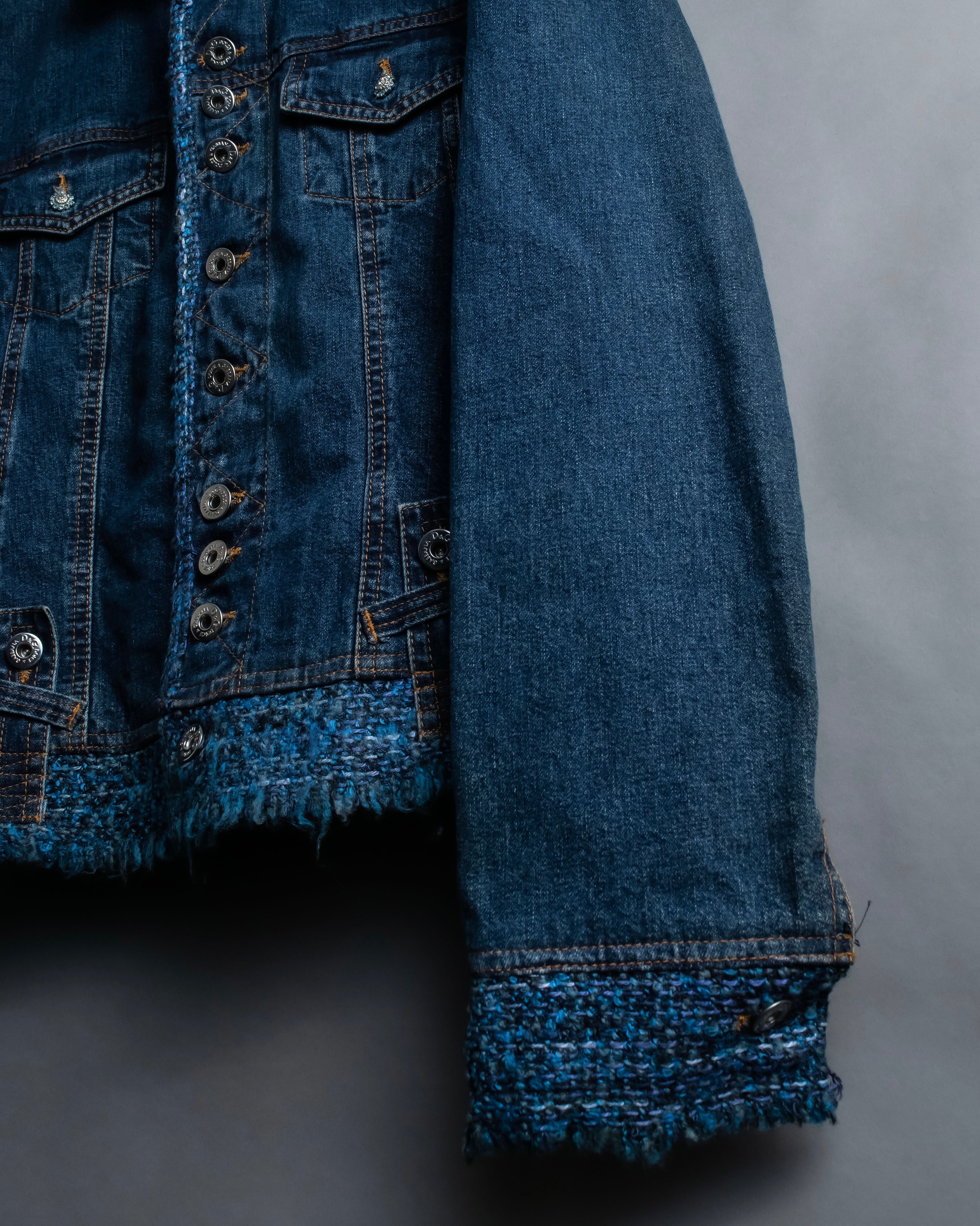 “D&amp;G” Tweed attached bijou button denim jacket
