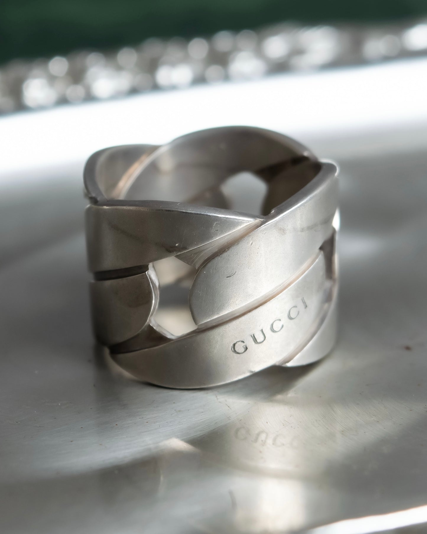 "GUCCI" Braided twisted chain motif silver 925 ring