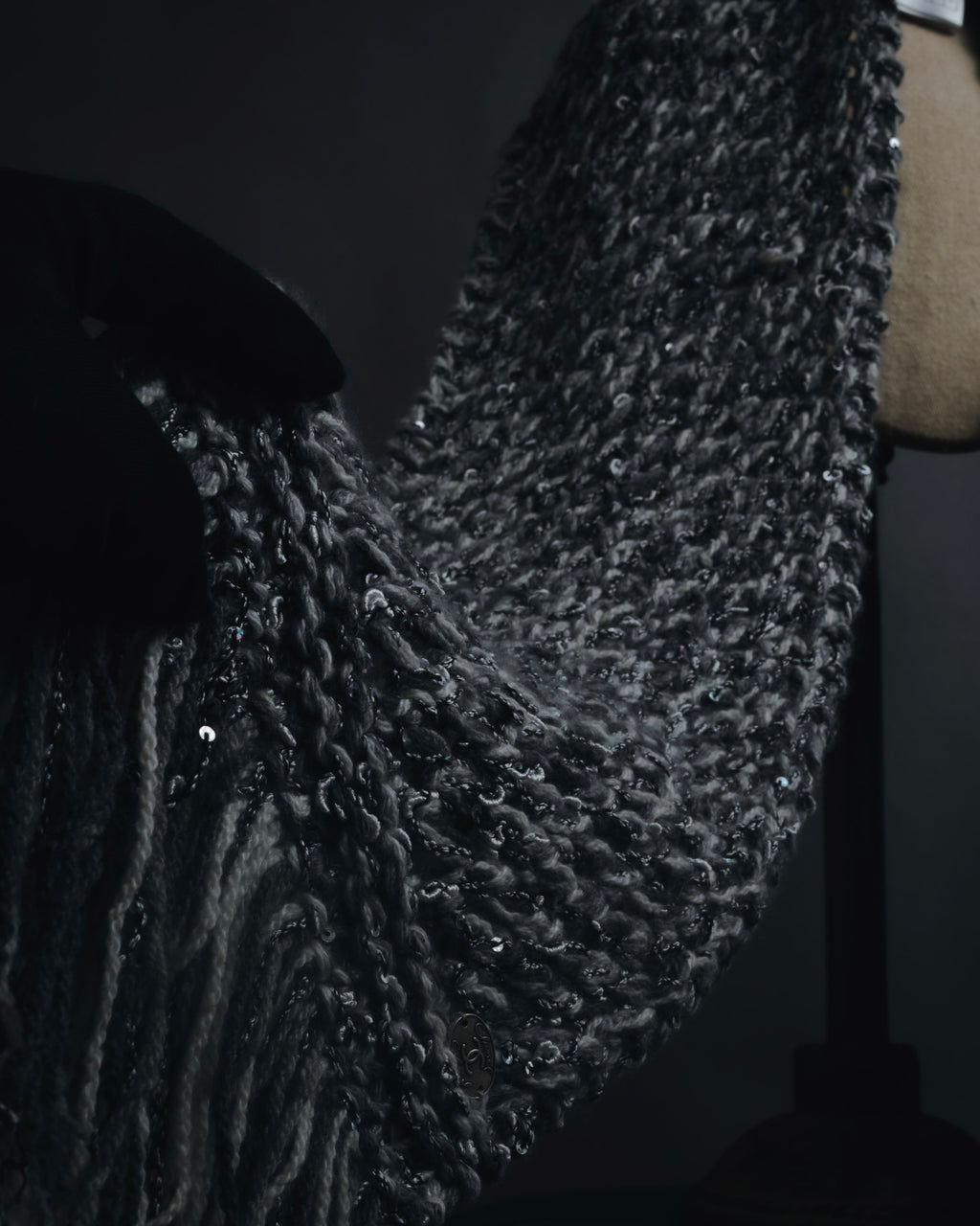 "CHANEL" 2005AW fantasy yarn embellished fringe scarf