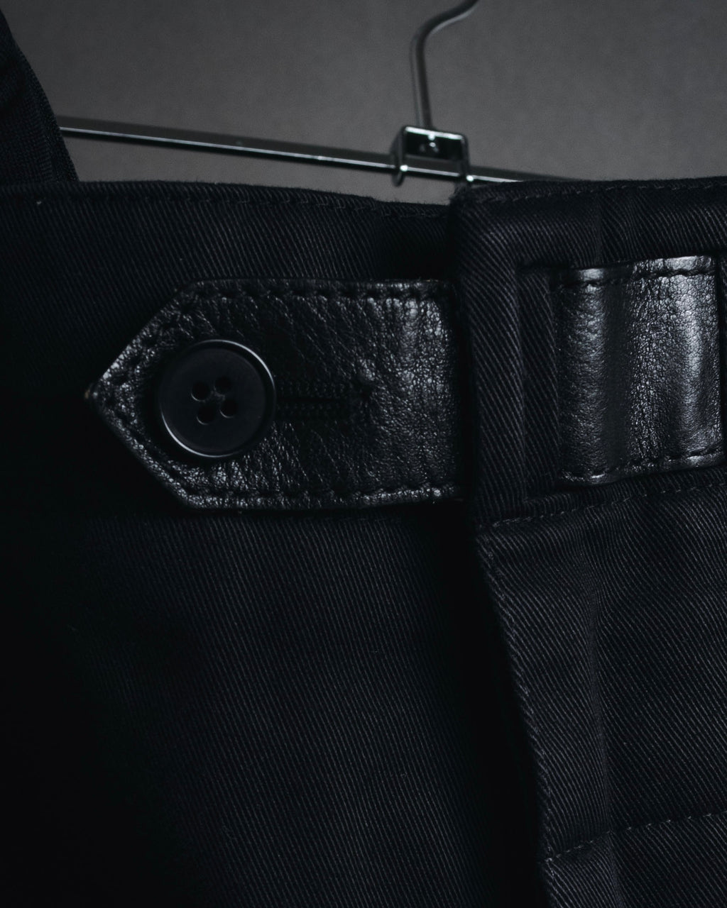 "HERMES" 00’s high density cotton twill lamb leather accents pants