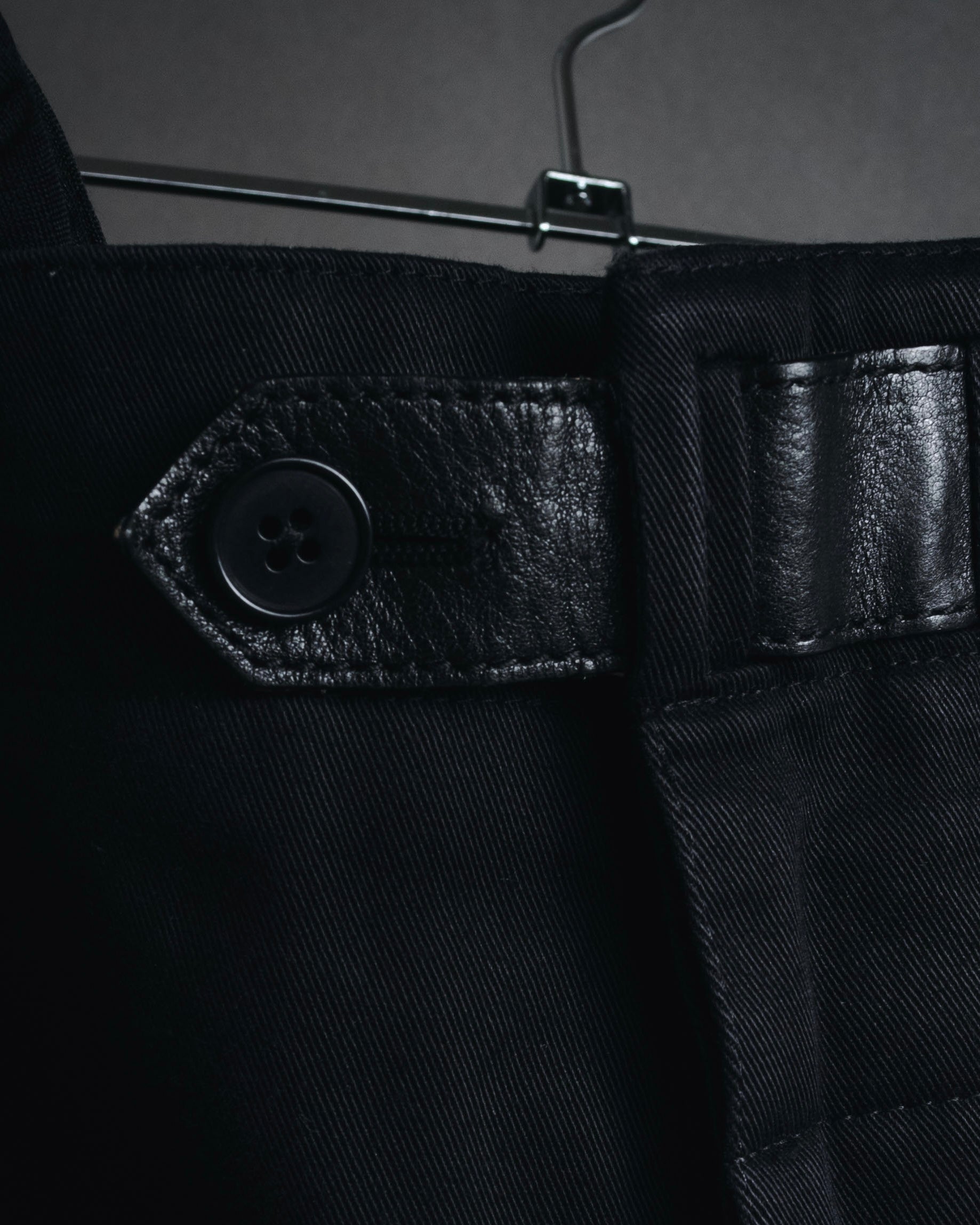 "HERMES" 00’s high density cotton twill lamb leather accents pants