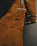 “DKNY” 90’s-00’s Italian shearling paneled long coat
