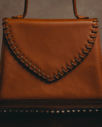 "Yves Saint Laurent" 70's-80's Cognac leather top handle bag