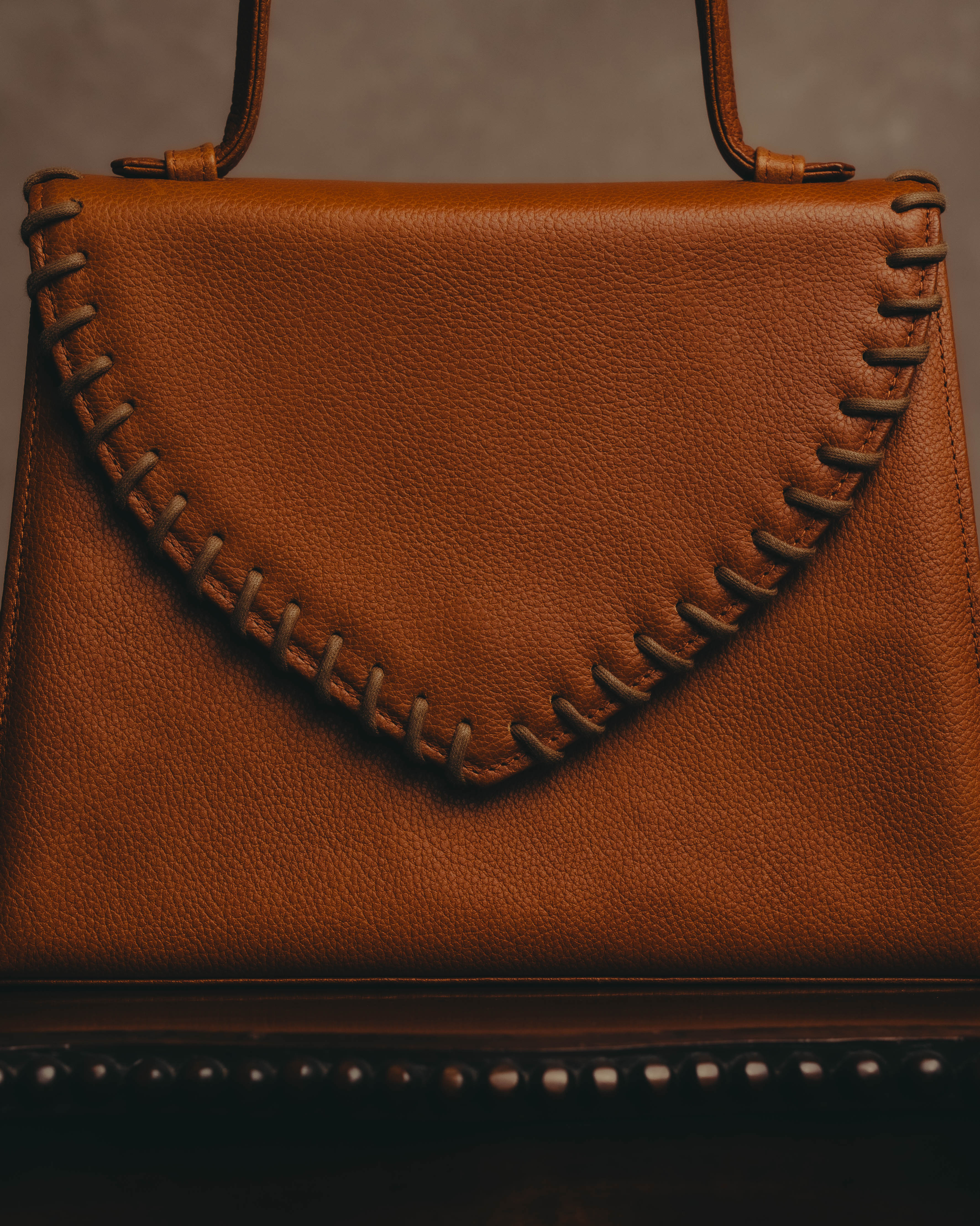 "Yves Saint Laurent" 70's-80's Cognac leather top handle bag