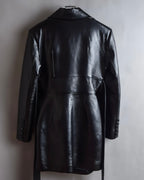 "MATÉRIEL TBILISI" Draped belted synthetic leather long jacket