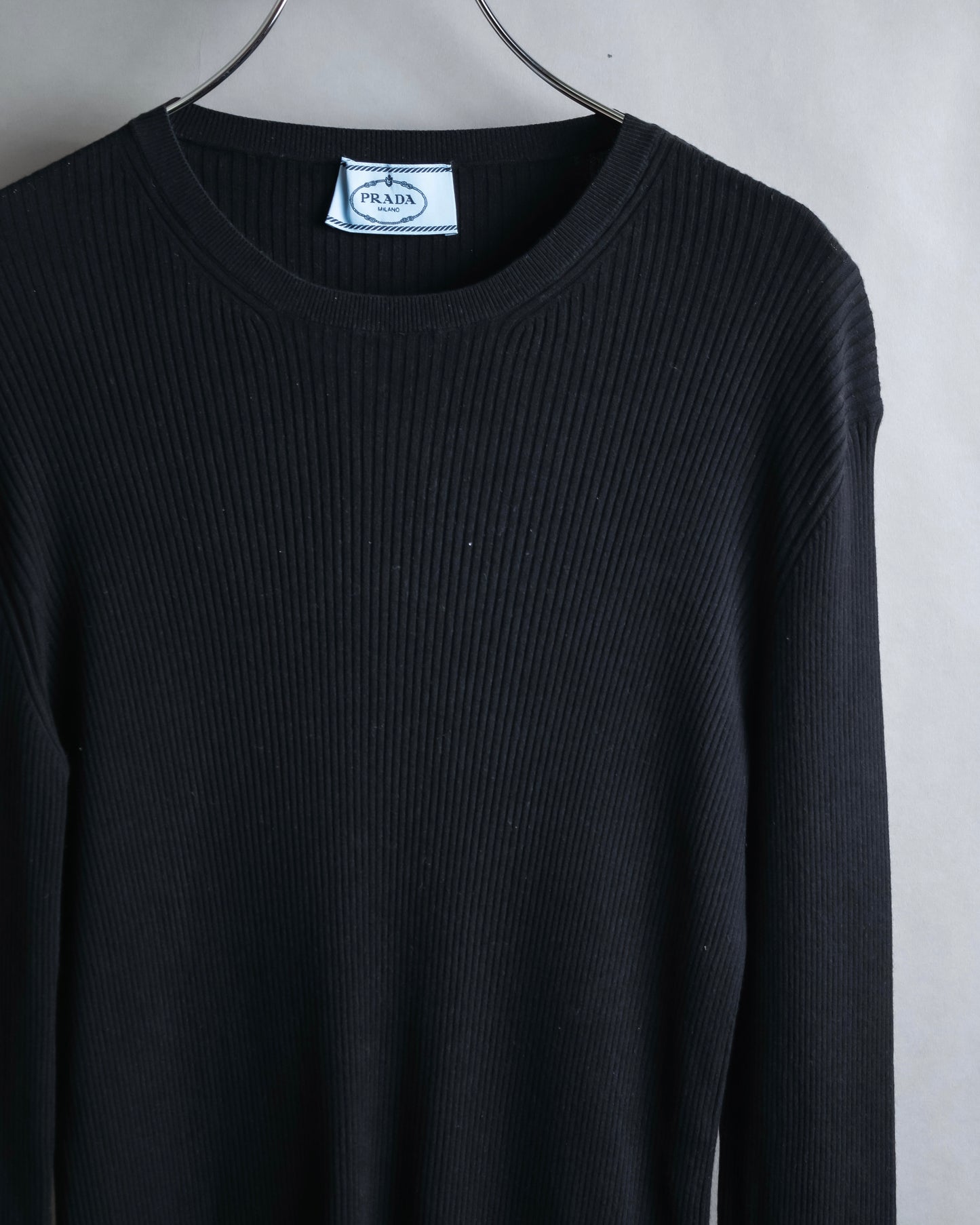 "PRADA" Ribbed black color pullover knit