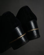 “GUCCI” 90’s-00’s Suede twist horsebit heeled loafers