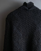 "YVES SAINT LAURENT" Ribbon design stand collar low gauge cardigan