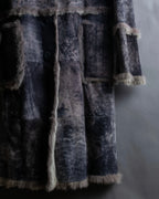 Fur switching design suede long coat