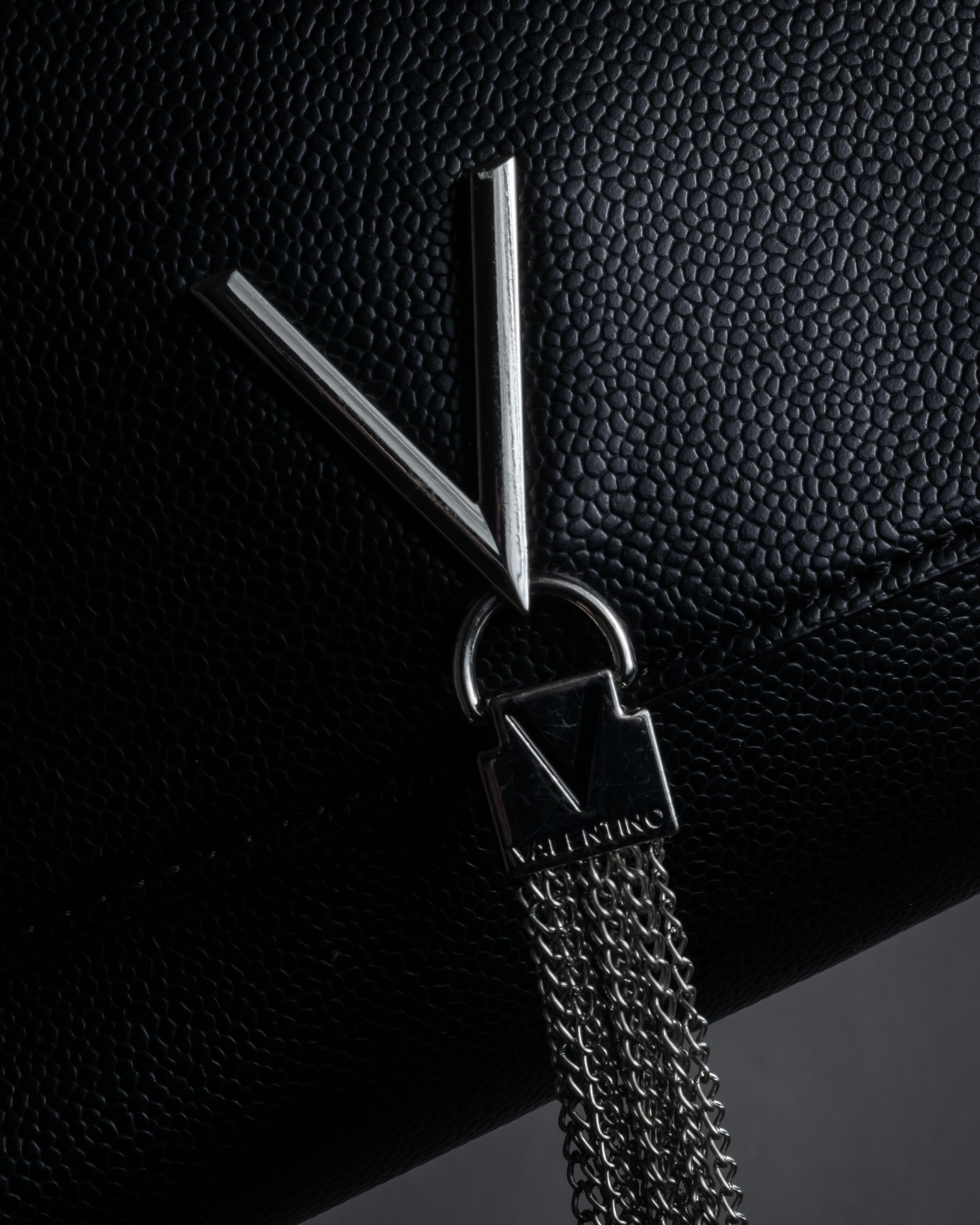 "VALENTINO" Textured leather V tassel chain shoulder bag