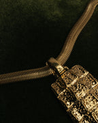 "Yves Saint Laurent" 80's-00's Gold tone textured pendant necklace