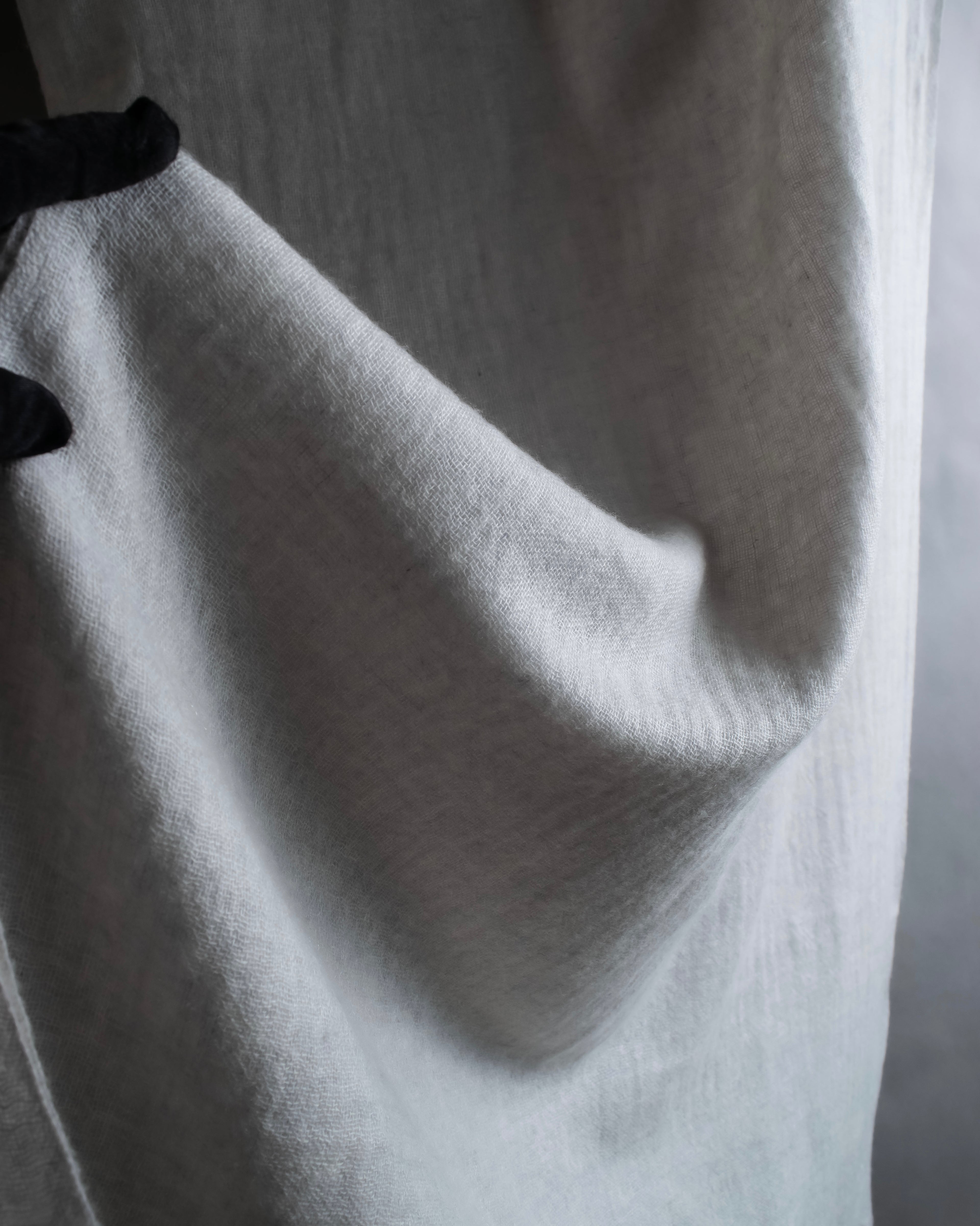 "Chloe" Fringe design light gray sheer material stole