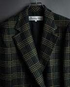"Christian Dior" Windowpane check tailored jacket