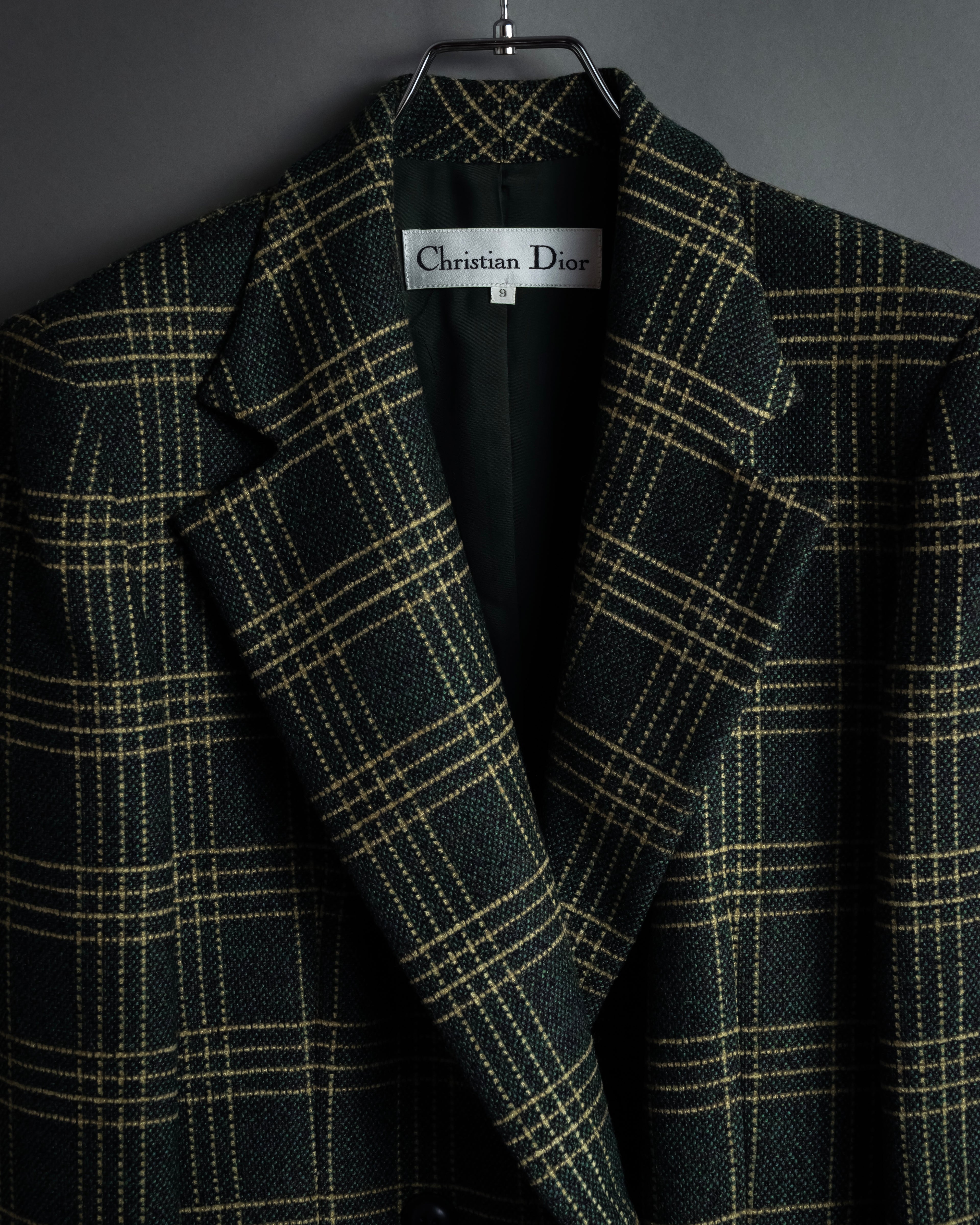 "Christian Dior" Windowpane check tailored jacket