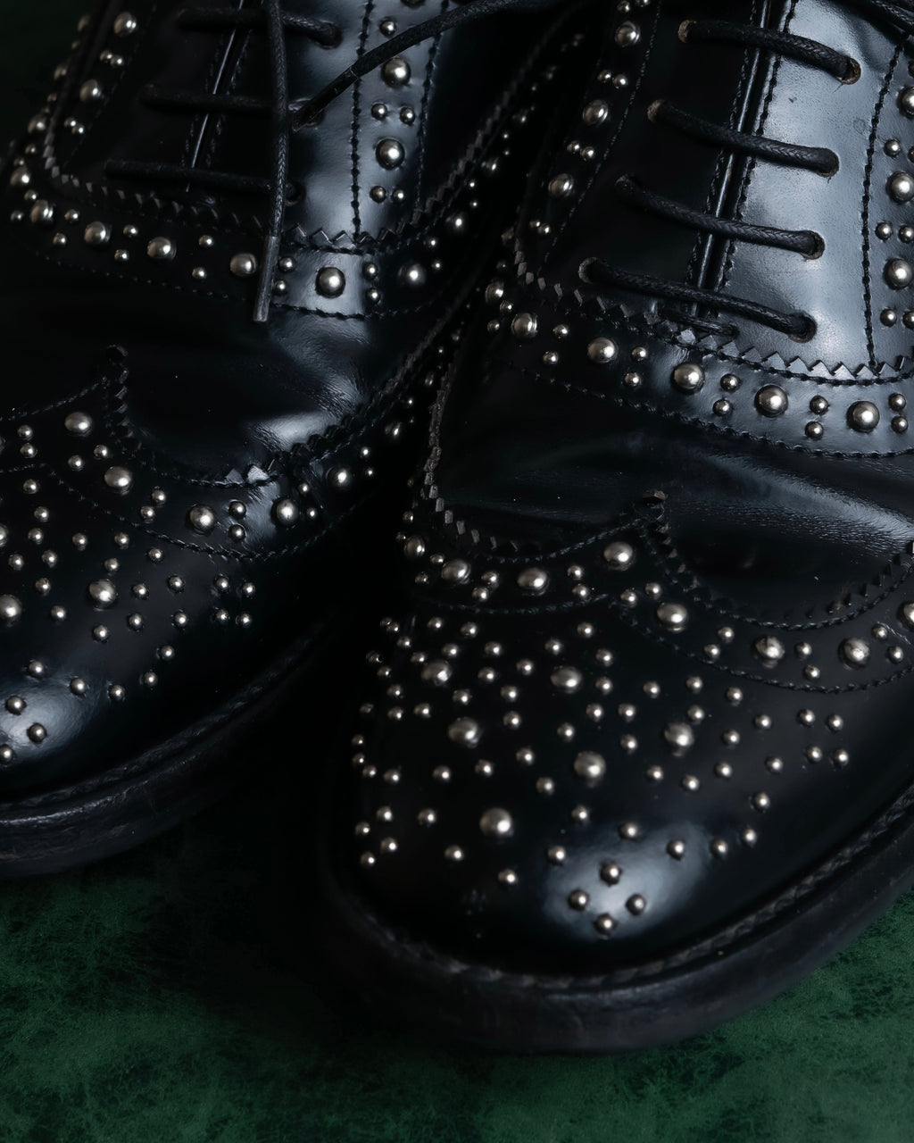 "Church's" Silver stud design wingtip derby shoes