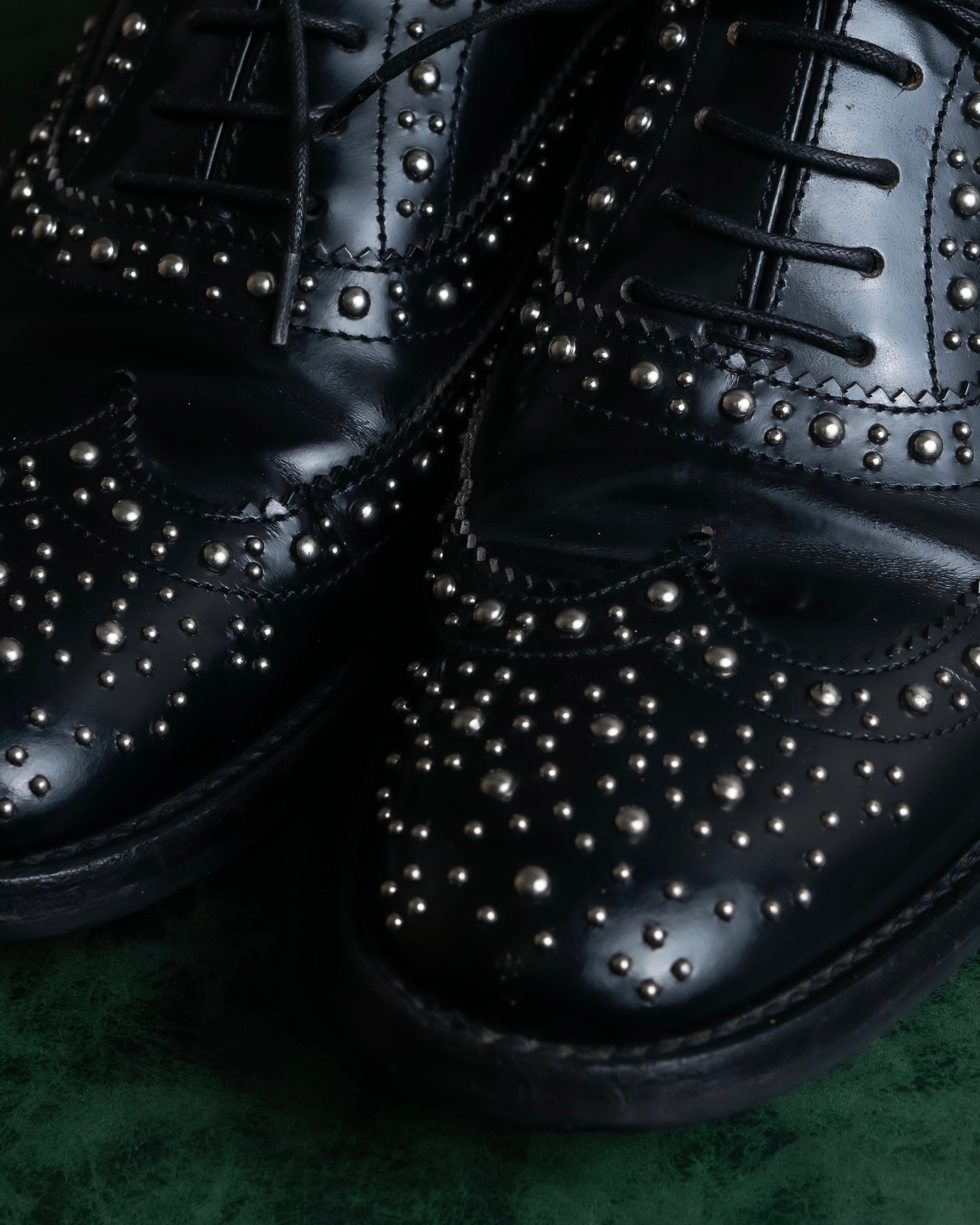 "Church's" Silver stud design wingtip derby shoes