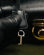 –SPECIAL– “Salvatore Ferragamo“ 00’s-10’s Black leather dome handbag