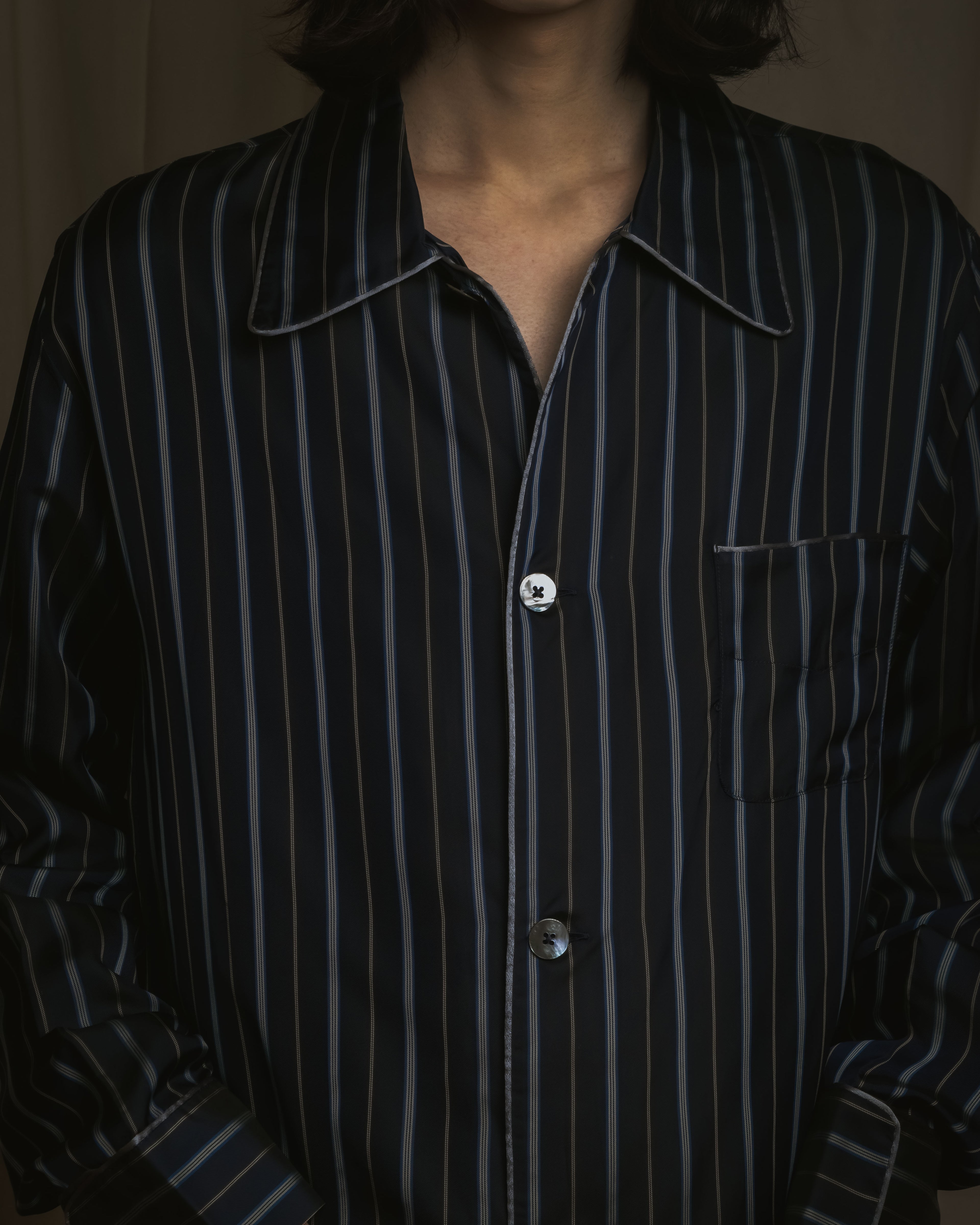"Maison Margiela" 2021AW piped striped lounge shirt