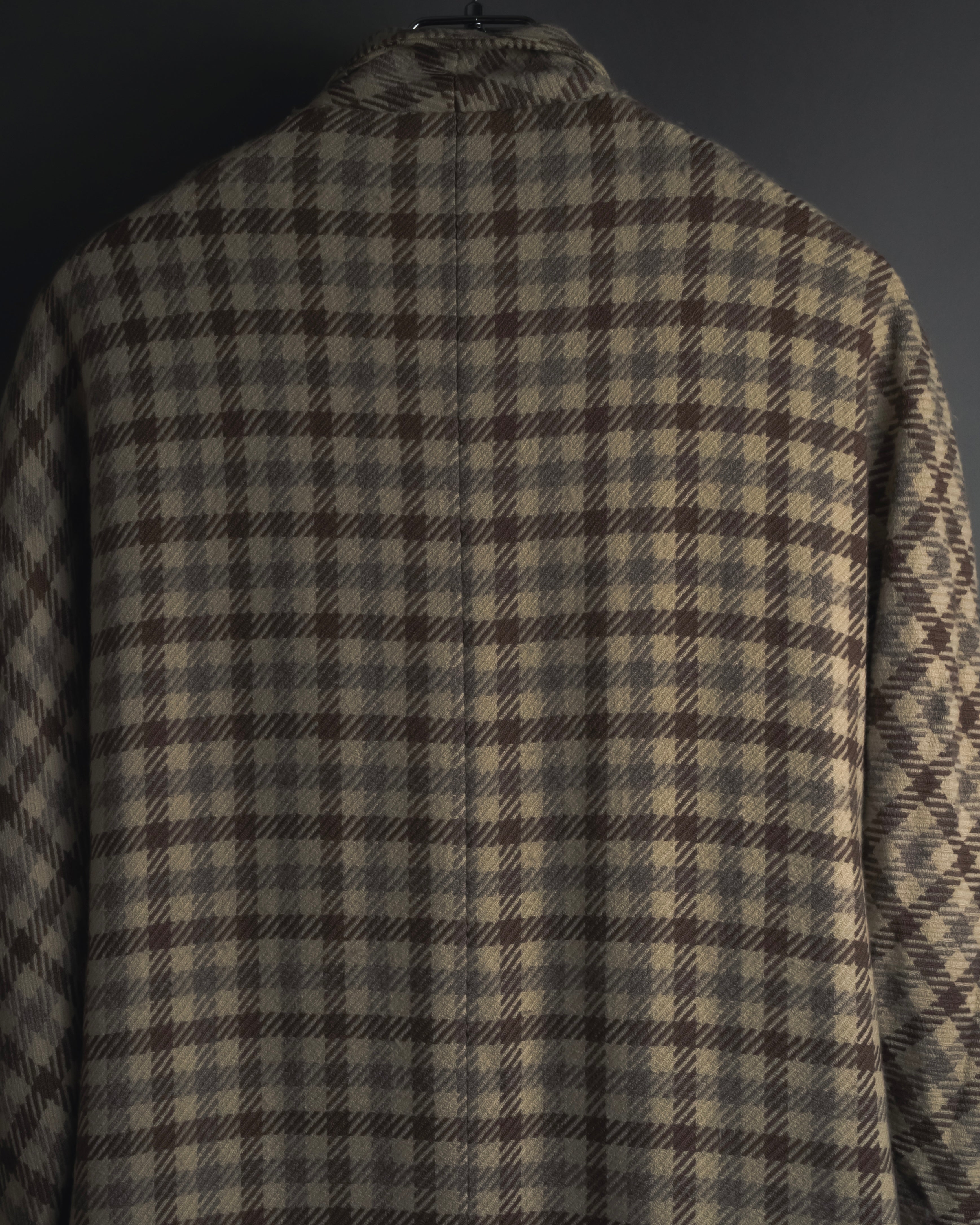 "GUCCI" 80’s checked wool shawl collar jacket