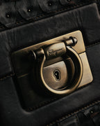 -SPECIAL- “Salvatore Ferragamo” 00’s-10’s Leather scale appliqué gancini shoulder bag