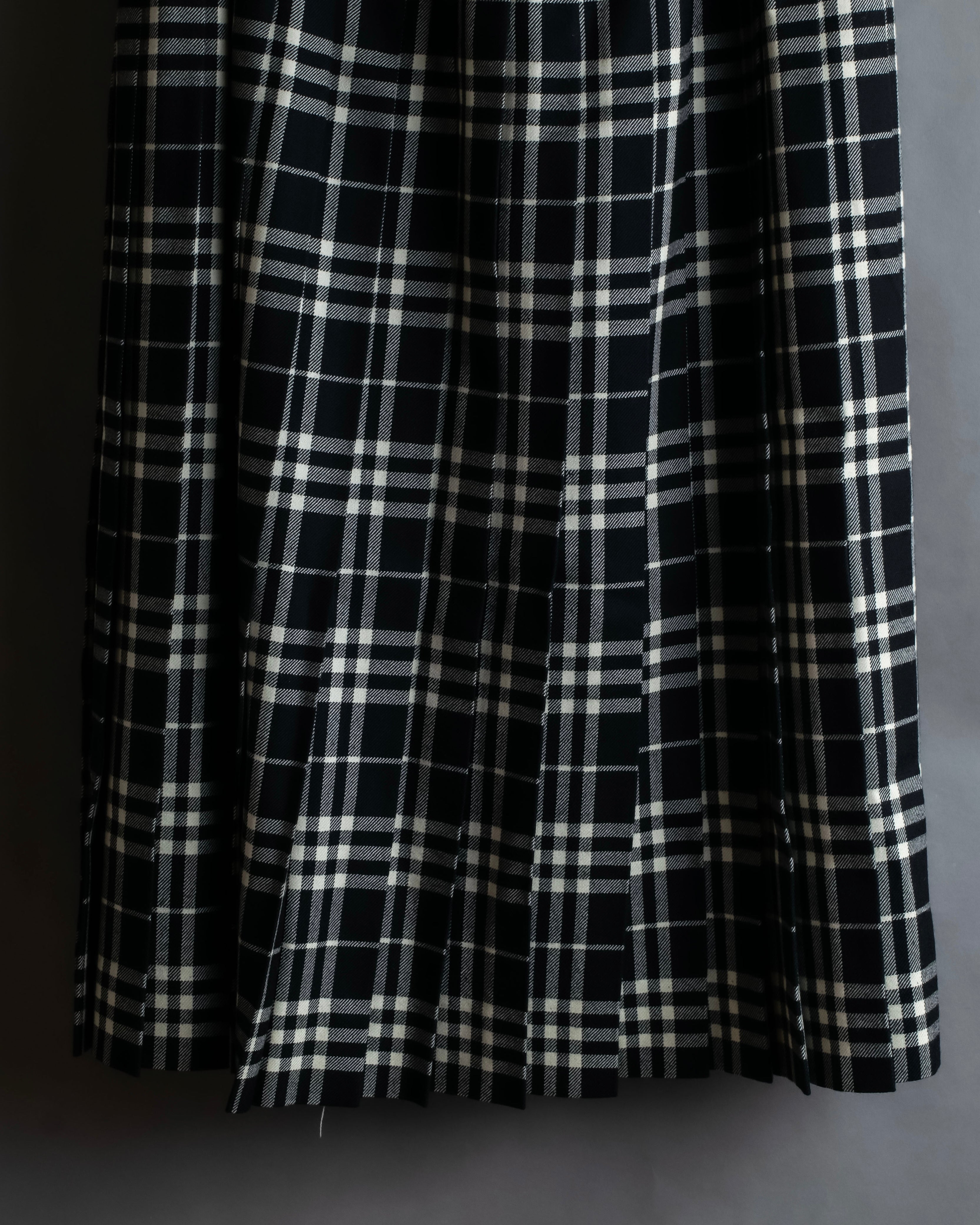 "BURBERRY" Tartan check pleated wrap skirt