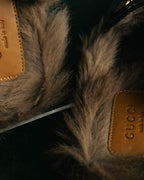 "GUCCI" Fur lined horsebit backless loafer