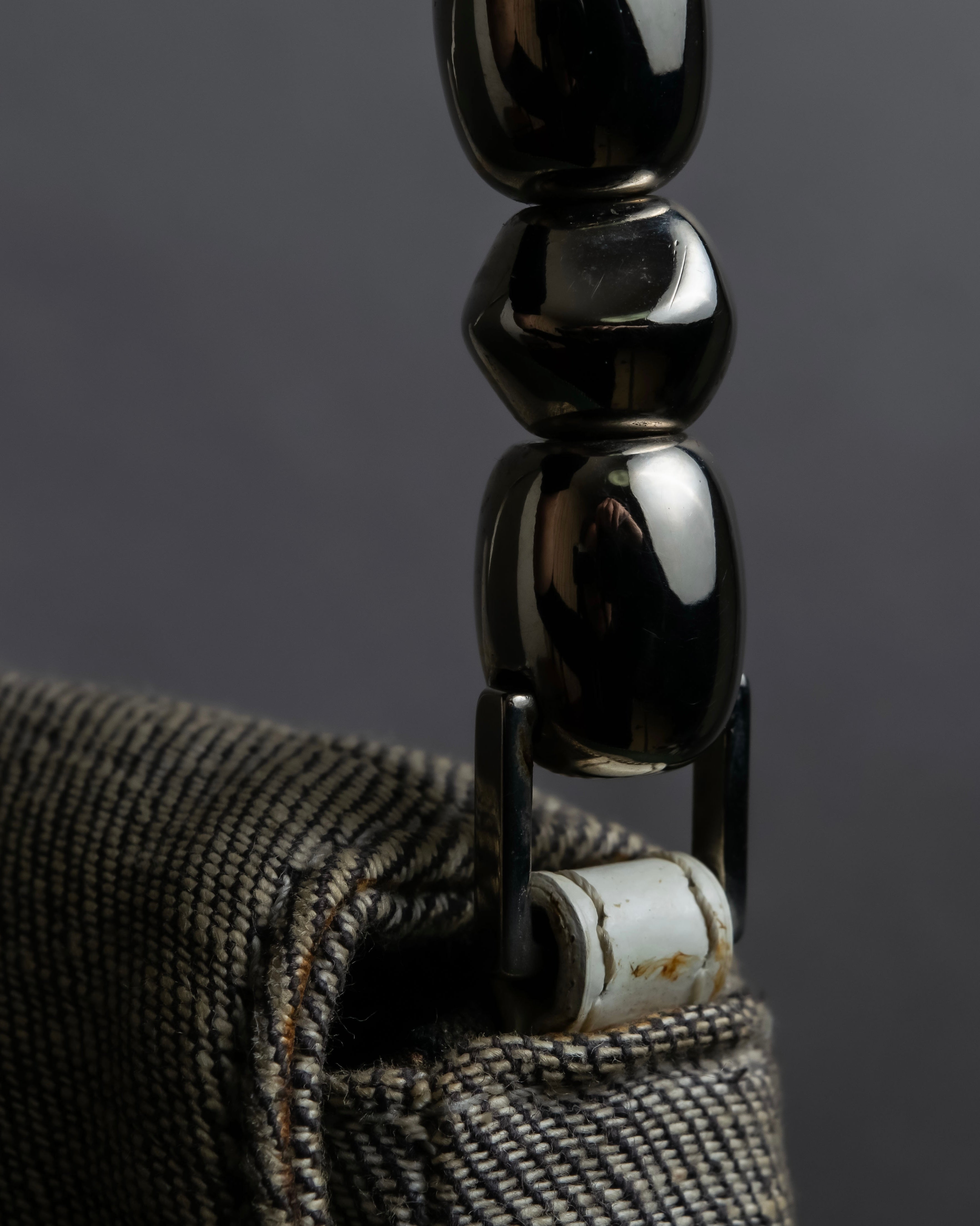 "Christian Dior" Malice Pearl Series greige color canvas shoulder bag