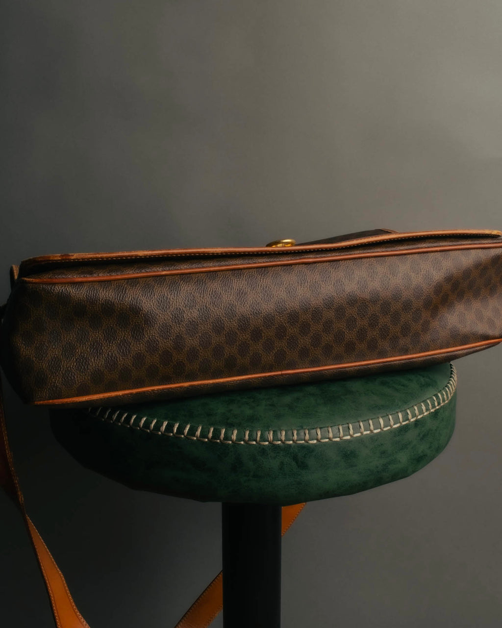 "CELINE" 80's-90's Macadam monogram pvc leather shoulder briefcase