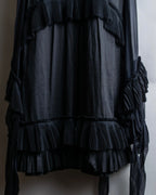 "GIVENCHY" Ribbon frill detail bow tie silk shirt ribbon frill detail