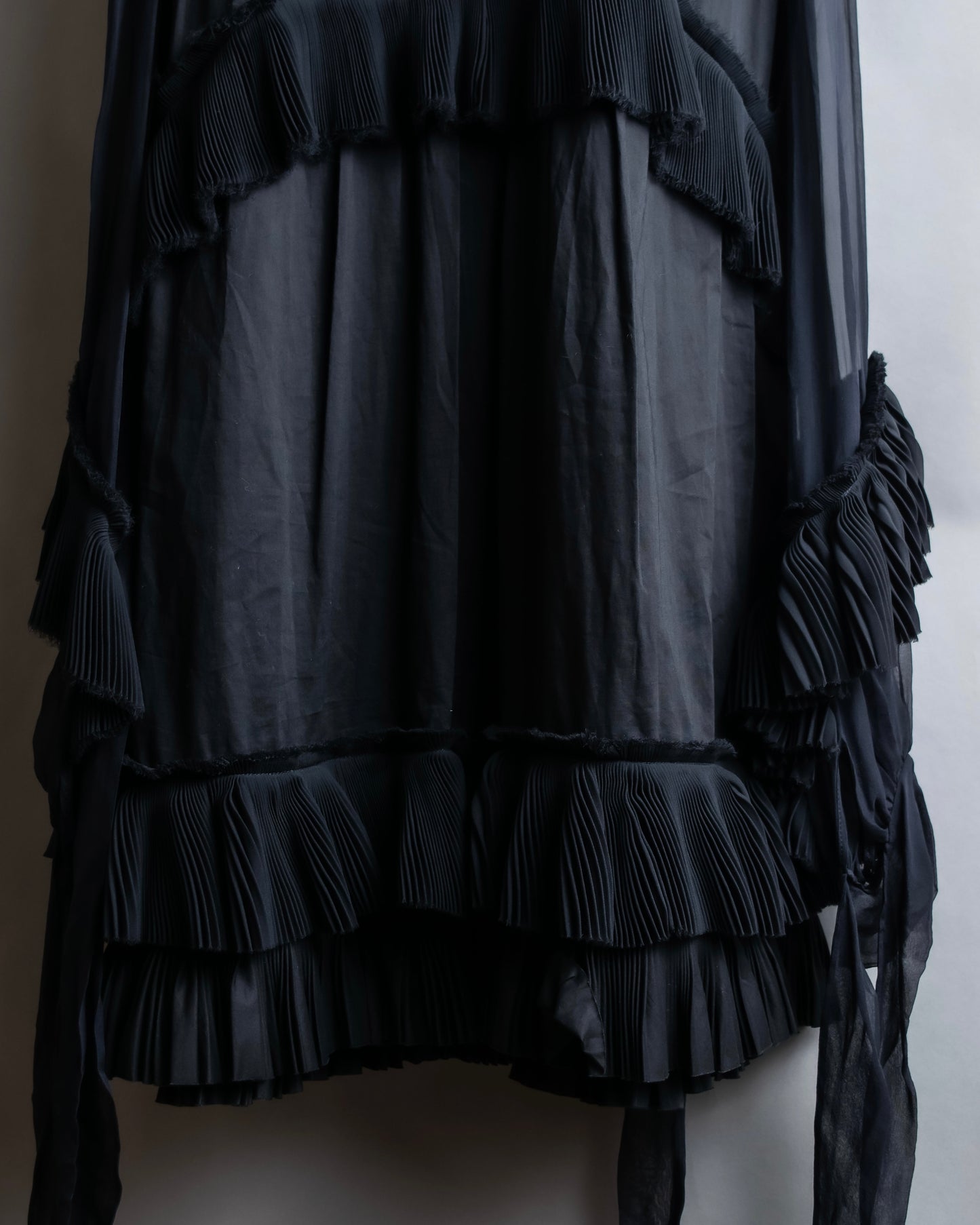 "GIVENCHY" Ribbon frill detail bow tie silk shirt ribbon frill detail