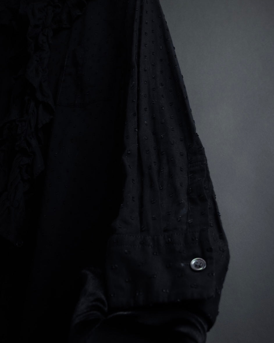 "tricot COMME des GARCONS"  80's Tiered ruffle design, dotted sheer blouse