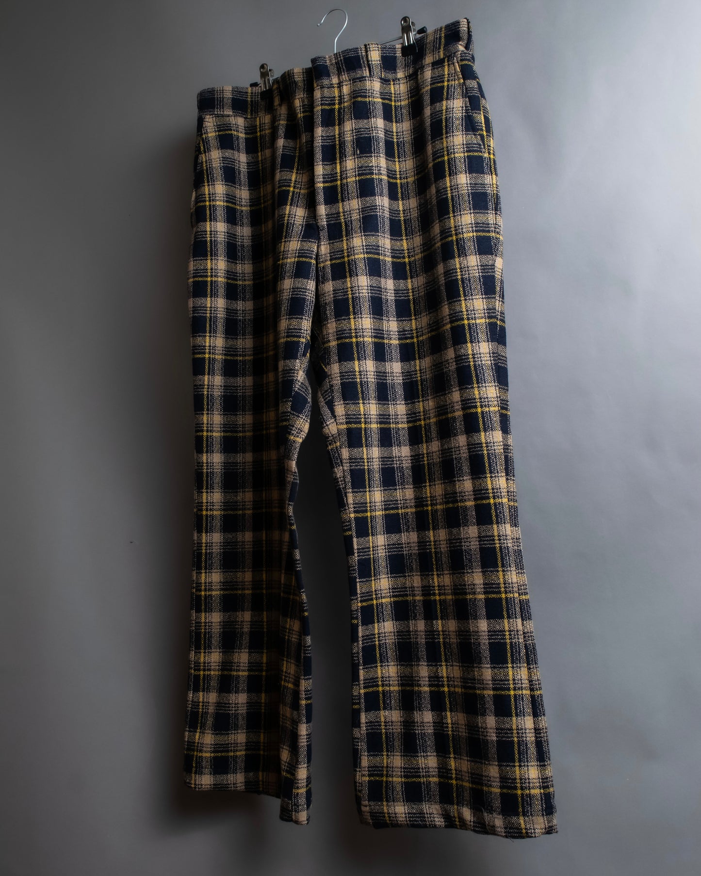 "Vintage tartan check wide tapered slacks"