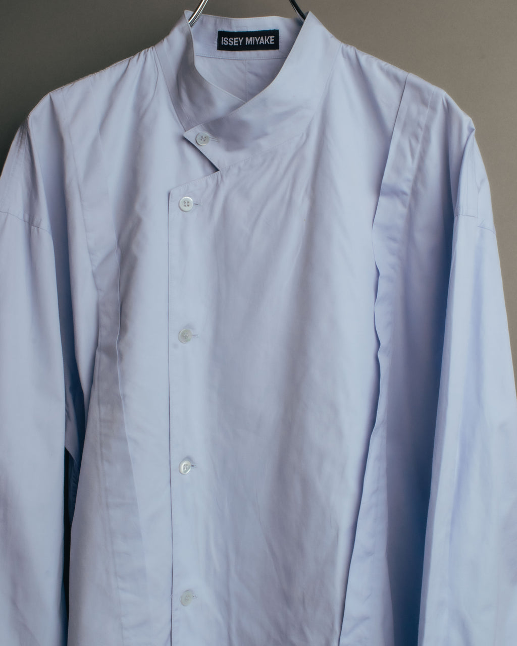 “ISSEY MIYAKE” 90’s-00’s Asymmetric stand collar cotton shirt